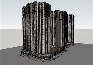 某新古典风格高层商住小区建筑楼设计SU(草图大师)模型
