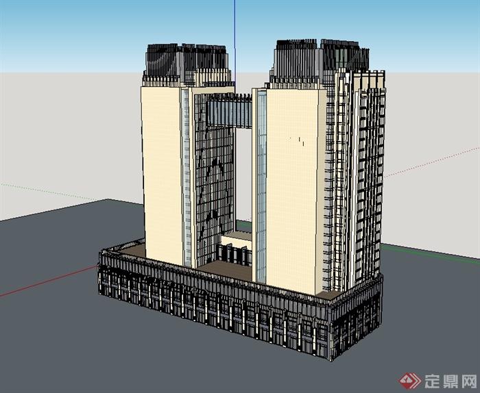 某新古典风格详细精致办公大厦设计su模型(4)