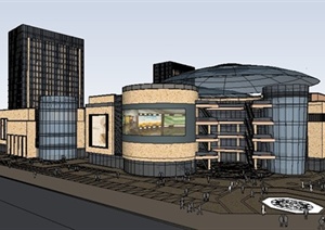 现代商业片区购物中心建筑设计SU(草图大师)模型