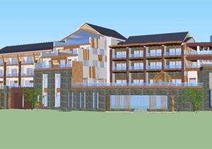 东南亚风格精品酒店建筑方案精致设计SU(草图大师)模型