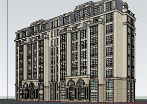 简约法式多层办公楼建筑设计Su模型