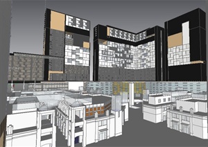 现代商业街及综合体建筑设计SU(草图大师)模型