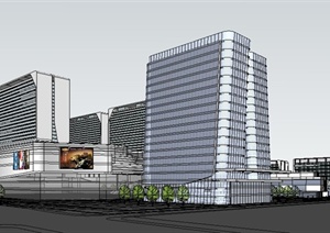 简约商业中心综合体建筑设计SU(草图大师)模型