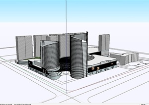 某现代商业综合体办公建筑楼设计SU(草图大师)模型