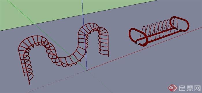 简约铁质游乐设施su模型(2)