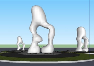 抽象雕塑景观水池SU(草图大师)模型