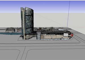 现代风格商场办公大厦楼综合设计SU(草图大师)模型