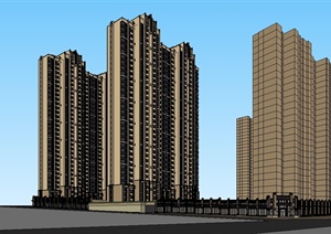 新古典高层沿街商业住宅楼建筑设计SU(草图大师)模型