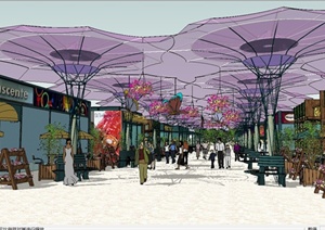 现代风格商业街景观设计SU(草图大师)模型