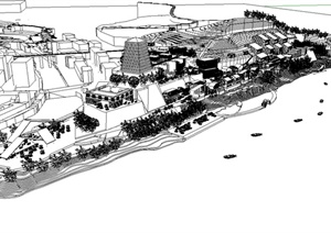 某现代风格城市商业综合体建筑设计SU(草图大师)模型
