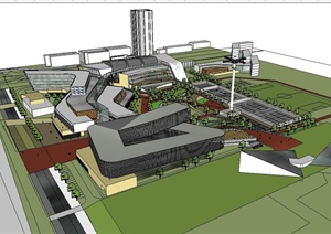 现代风格商业中心商业办公综合设计SU(草图大师)模型