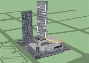 某现代风格商业办公大厦设计SU(草图大师)模型