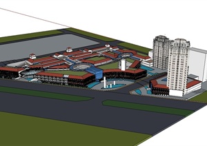 某简欧风格商业综合体住宅楼SU(草图大师)模型