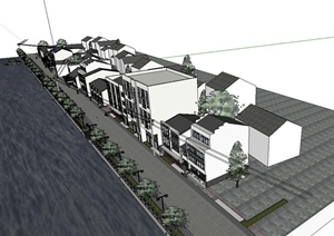 某现代中式风格商业综合体住宅楼设计SU(草图大师)模型