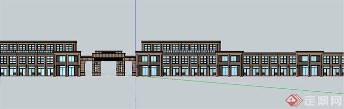 现代临街商铺建筑设计su模型(2)