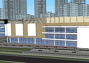 简约现代多层购物广场商业建筑SU(草图大师)模型