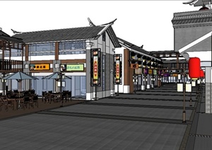 现代中式风情商业街建筑设计SU(草图大师)模型