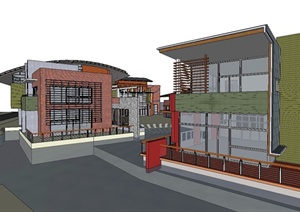 某日式风格商业街建筑设计SU(草图大师)模型