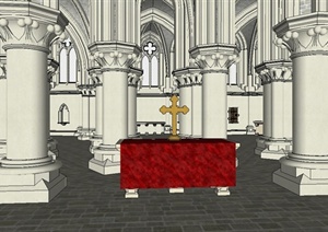某欧式风格教堂室内空间简单的设计SU(草图大师)模型