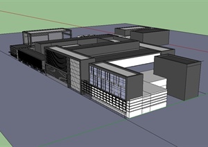 现代多层简单的商业楼设计SU(草图大师)模型
