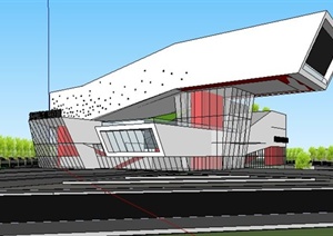 现代城市展览馆建筑设计Su模型