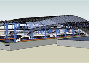 现代轻轨站建筑设计SU(草图大师)模型