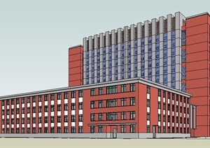 现代风格教学楼建筑设计SU(草图大师)单体模型