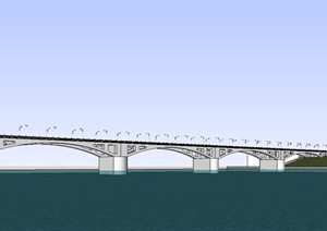 某现代简约风格过江大桥设计SU(草图大师)模型