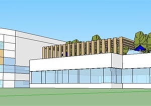 现代风格二层厂房建筑设计SU(草图大师)模型