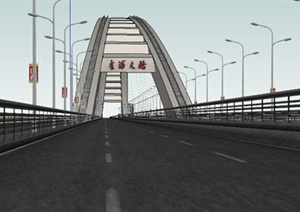 现代风格跨江大桥设计SU(草图大师)单体模型