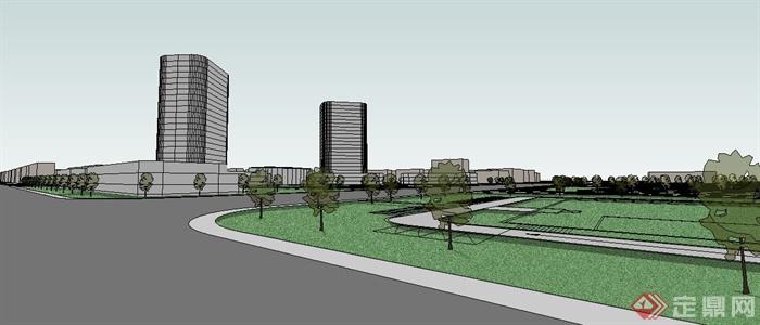 现代城市绿地规划设计su模型(3)