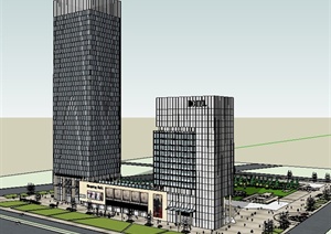 现代风格超高层酒店综合体建筑设计SU(草图大师)模型
