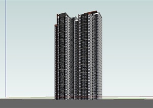 某简约现代高层住宅建筑设计SU(草图大师)模型