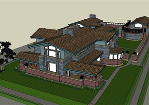 某新古典风格私人别墅详细建筑设计SU(草图大师)模型