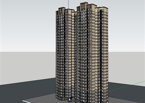 某现代风格高层小区居住楼建筑设计SU(草图大师)模型