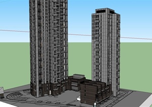 某现代风格精致高层住宅建筑设计SU(草图大师)模型