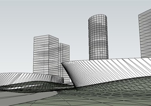 现代办公区建筑规划设计Su模型