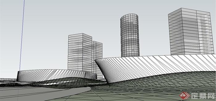 现代办公区建筑规划设计Su模型(1)