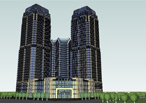 某新古典风格高层酒店建筑设计SU(草图大师)模型