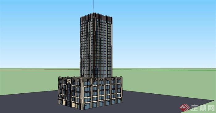 某细致新古典风格高层酒店建筑设计SU模型(2)