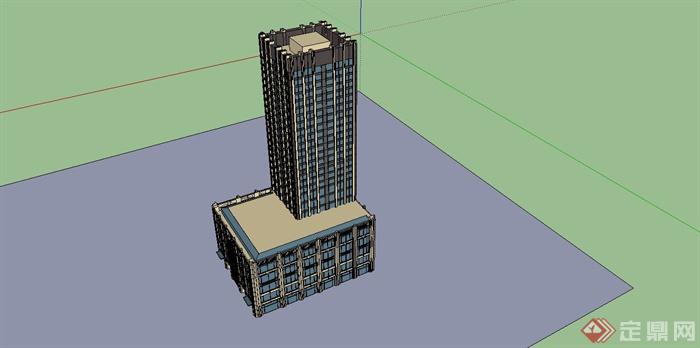 某细致新古典风格高层酒店建筑设计SU模型(3)