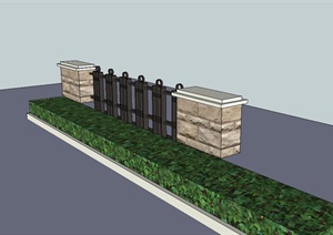 现代风格栏杆围墙设计SU(草图大师)模型