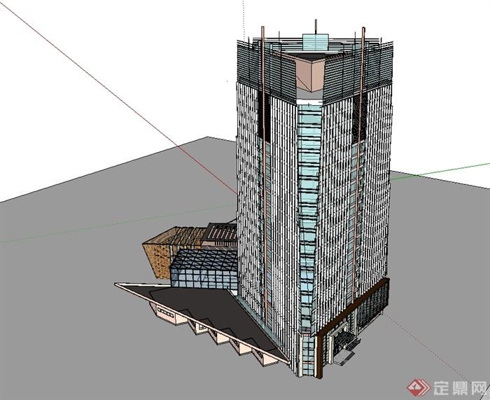 某现代风格商业办公大厦建筑楼设计su模型(3)