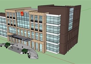 某现代风格政府检察院办公楼建筑设计SU(草图大师)模型