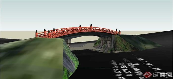 某日式风格景观桥设计SU模型(1)
