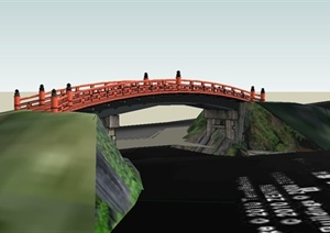 某日式风格景观桥设计SU(草图大师)模型