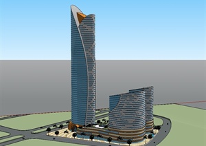 某现代风格独特商城及办公大厦综合体设计SU(草图大师)模型