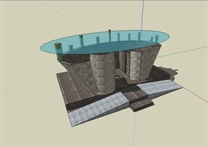 现代风格创意公共厕所建筑设计SU(草图大师)模型
