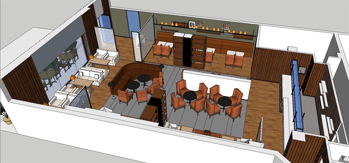 两个咖啡馆装潢设计方案SU精致模型(6)