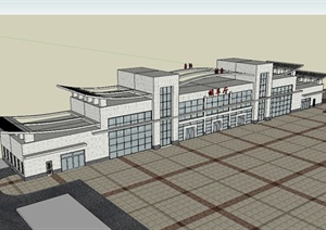 某现代风格精致火车站候车厅建筑设计SU(草图大师)模型